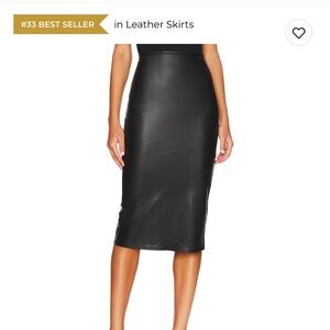 Black Faux Leather Midi Skirt